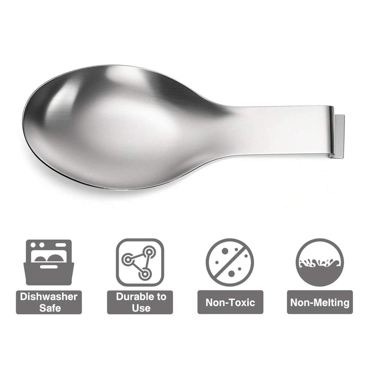ELFULLY one-piece molded spoon rest simplifies cleaning and storage.