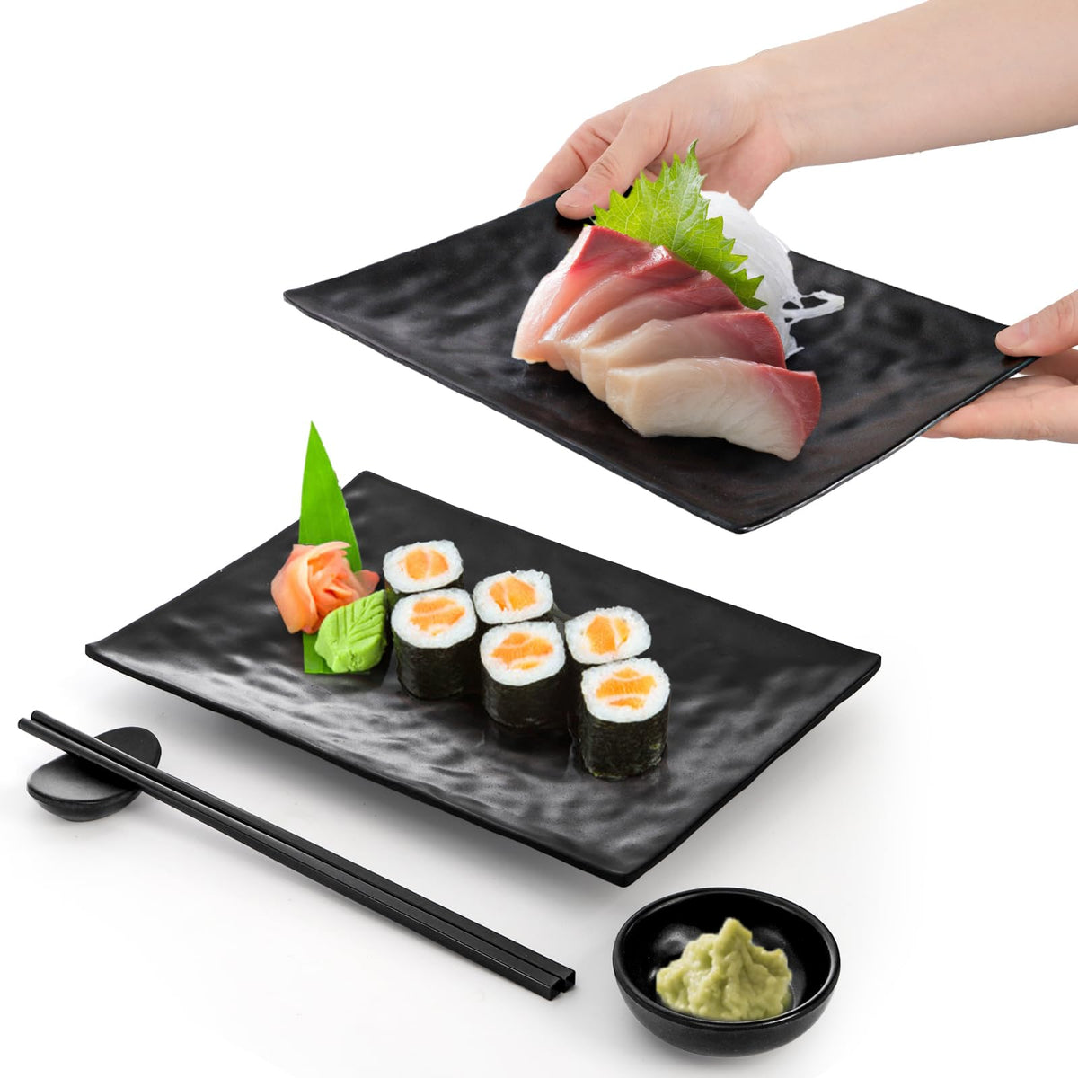ELFULLY melamine surface highlighting durable, scratch-resistant dinnerware.