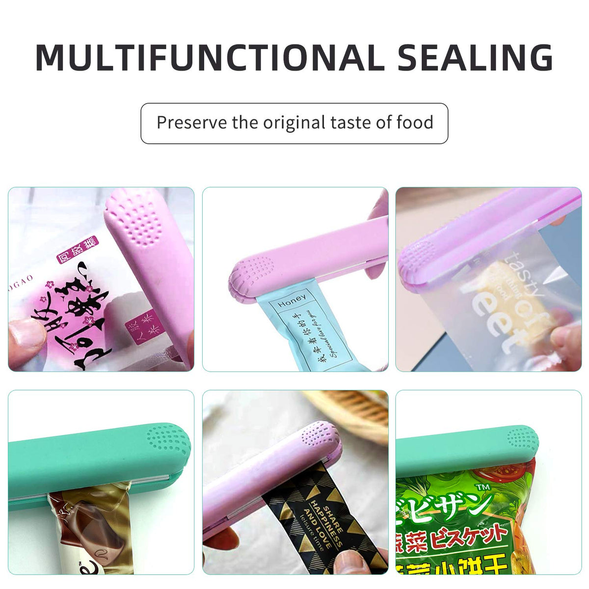 Eliamo 2-pack bag sealer shown with snack bags for organization