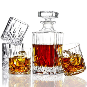 ELIDOMC Italian crystal whiskey decanter with 35 oz capacity for refined pours