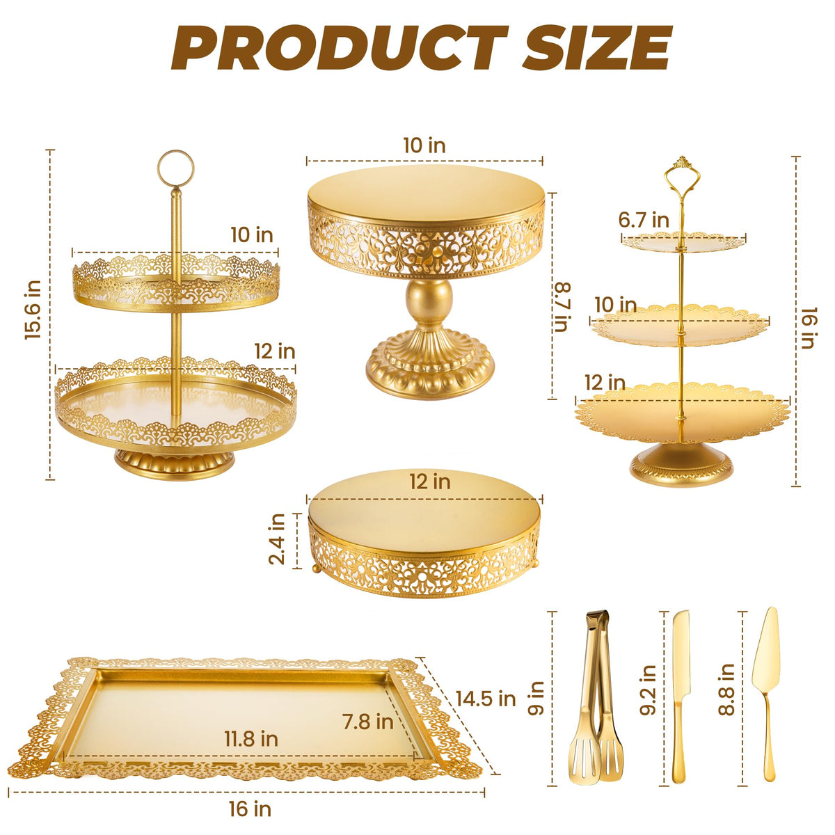 ELIMTEC gold 2-tier cake stand ideal for cupcakes and treats