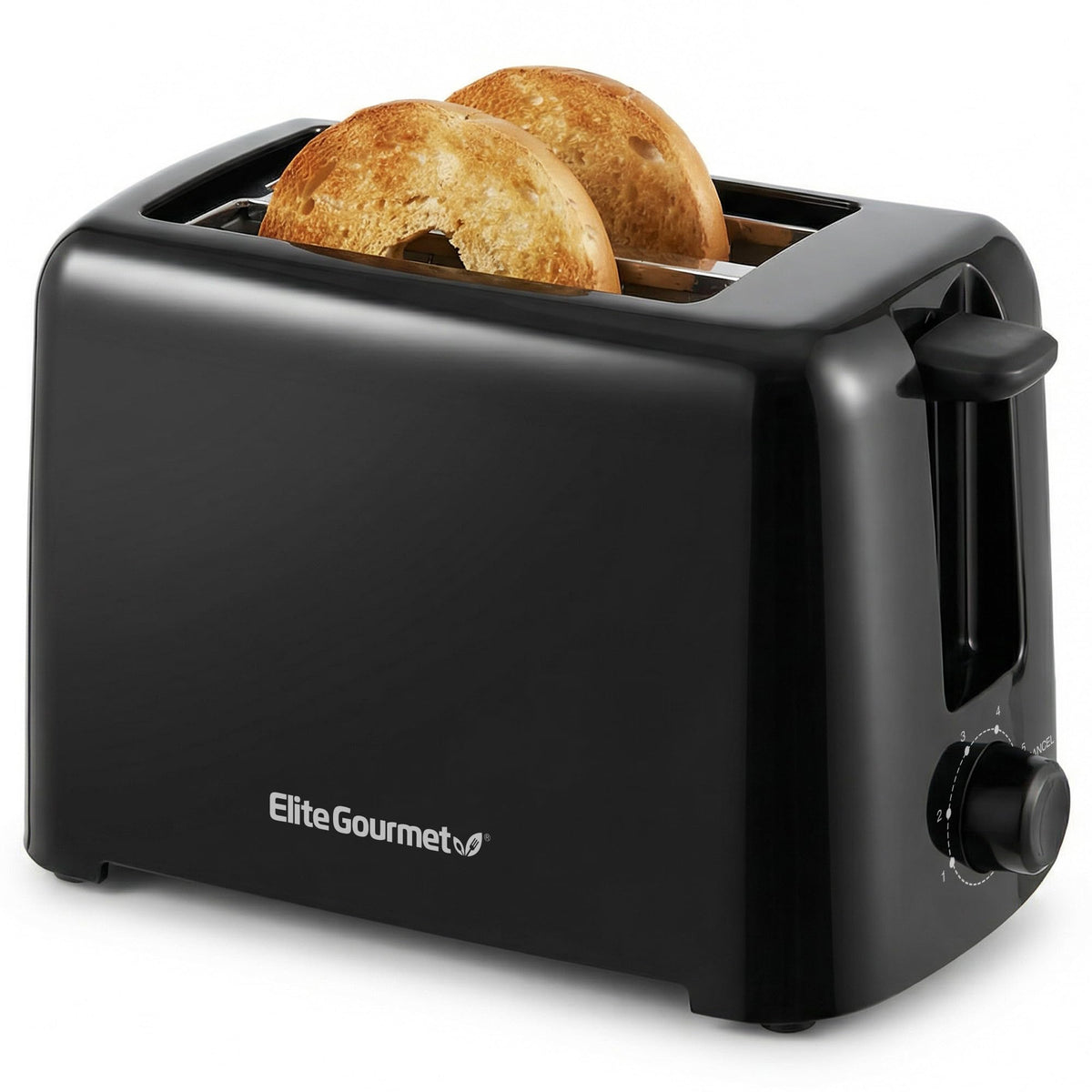 Elite Gourmet 2-Slice Toaster front view with compact design