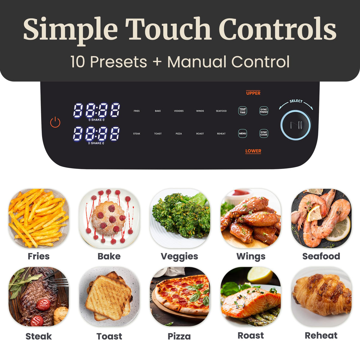 Elite Gourmet 34-recipe guide included to inspire healthier meals.