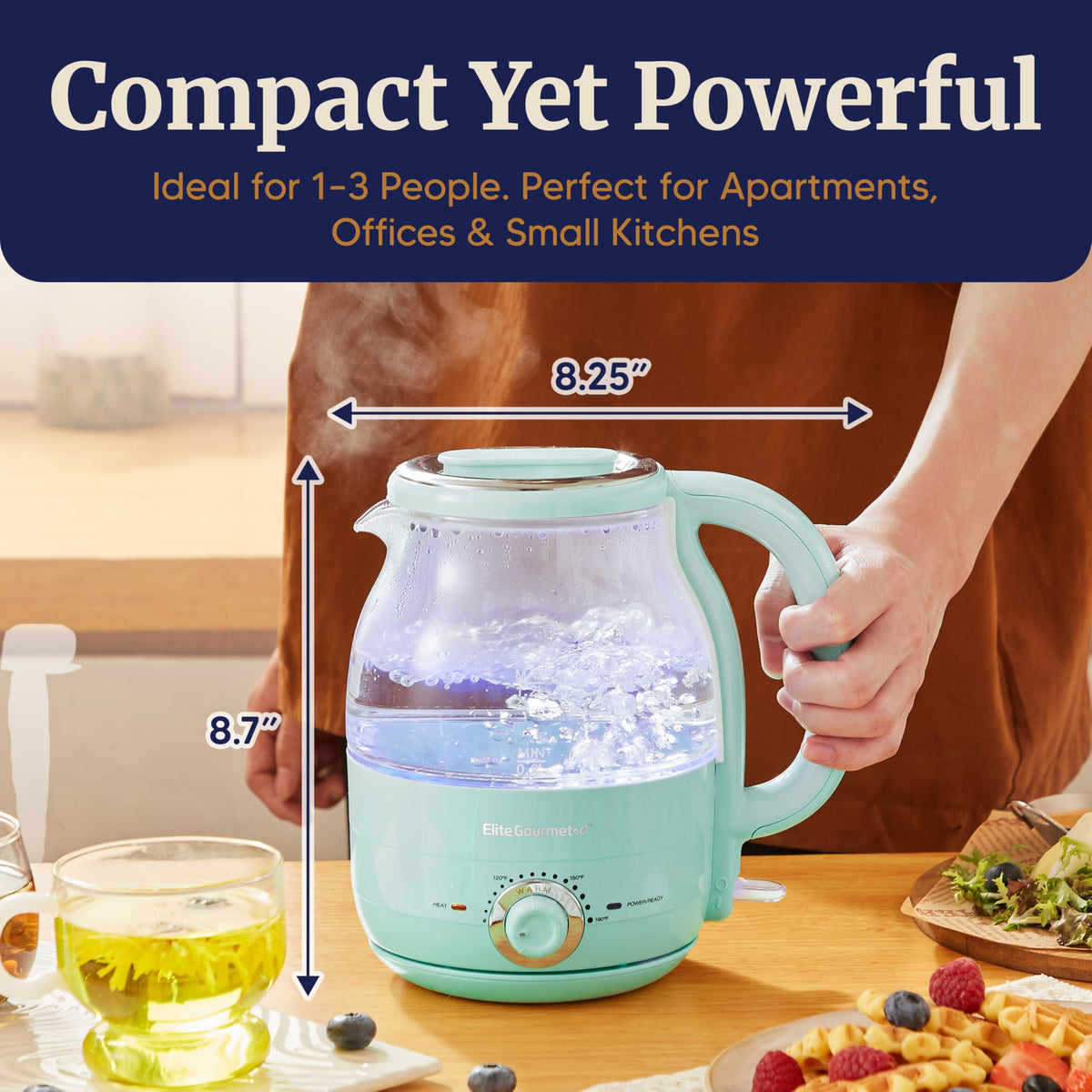 Close-up of adjustable temperature control for tea and coffee.