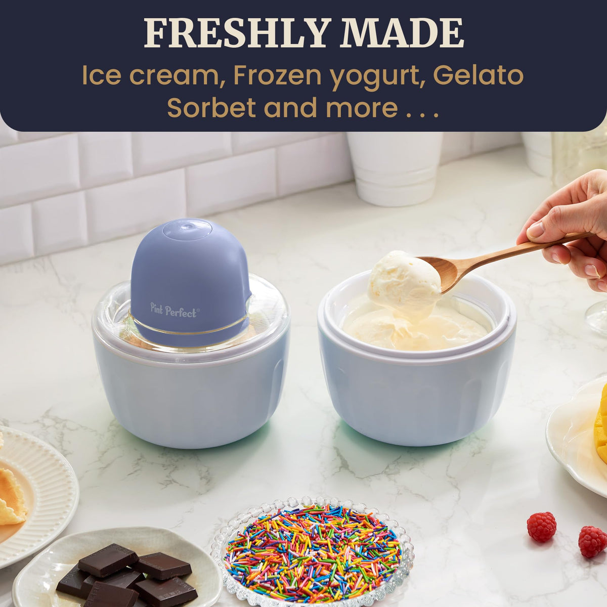 Americana Pint Perfect automatic paddle ensures smooth, evenly churned textures.