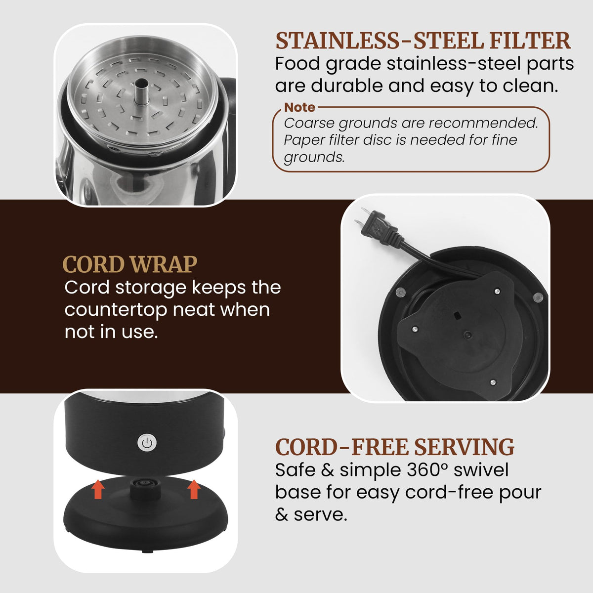Blue ready indicator showing when coffee is brewed