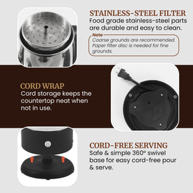 Blue ready indicator showing when coffee is brewed