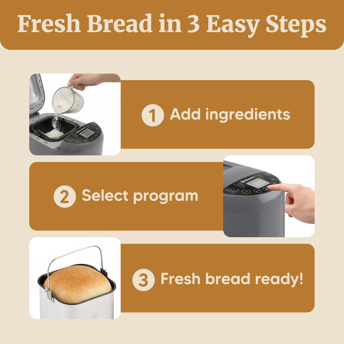 Elite Gourmet 1 lb loaf setting for compact breakfast baking.