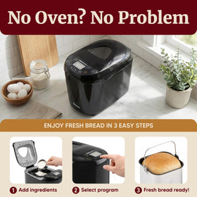 Elite Gourmet bread maker displaying a 2 lb loaf for family breakfasts