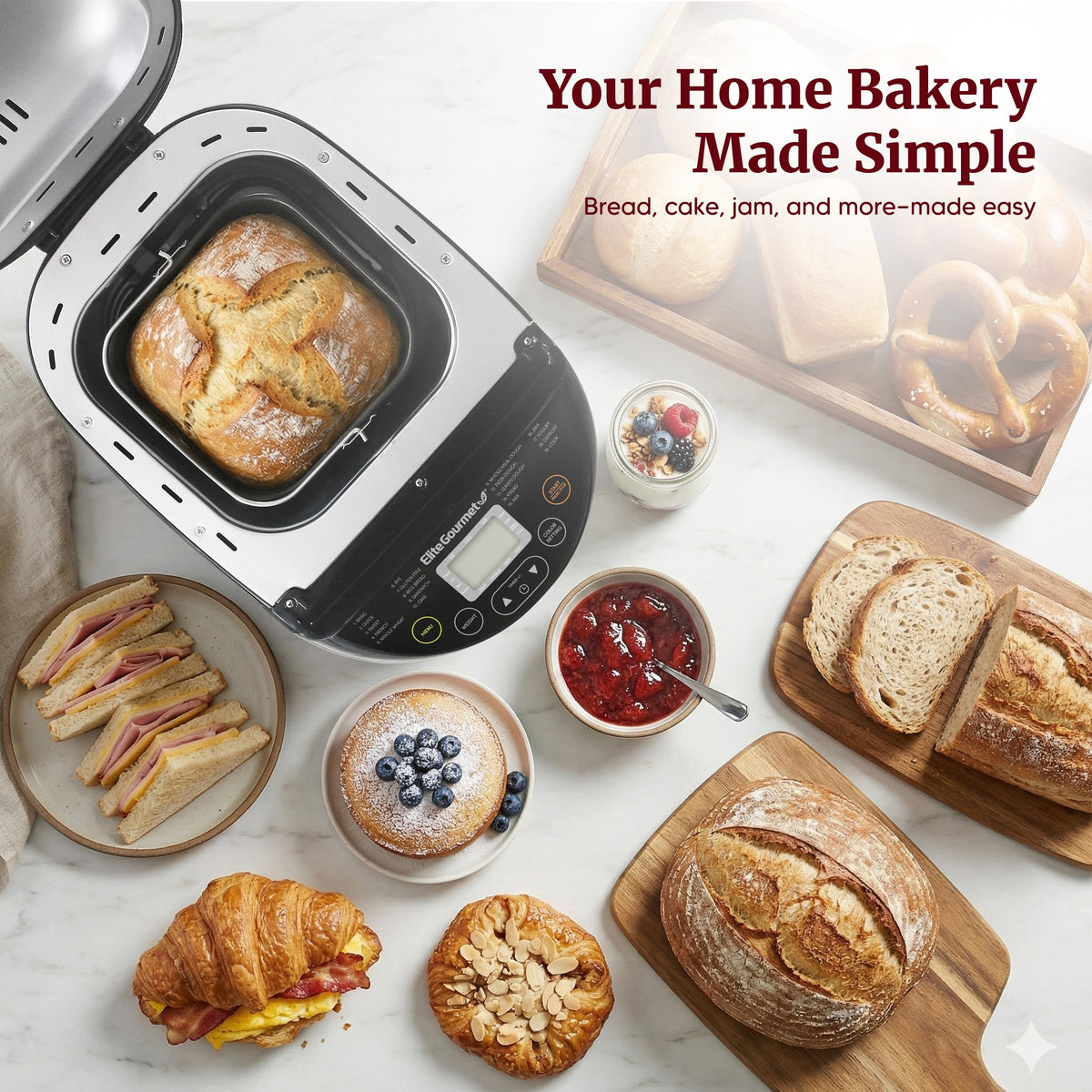 Included accessories with Elite Gourmet bread maker for easy setup
