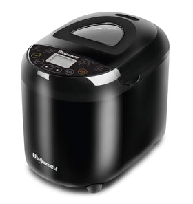 Elite Gourmet bread maker with closed lid showing compact footprint for small kitchens
