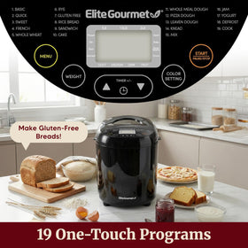 Gluten-free program in use on Elite Gourmet bread maker