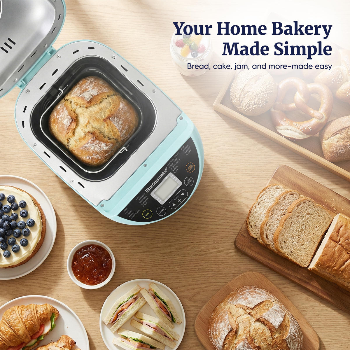 Elite Gourmet bread maker gluten-free program for alternative loaves.