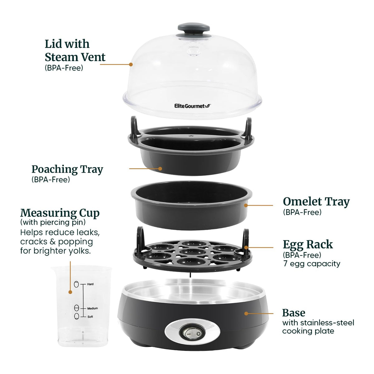 Elite Gourmet clear lid for easy monitoring during cooking.