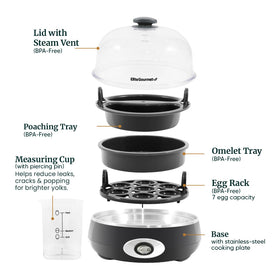 Elite Gourmet clear lid for easy monitoring during cooking.