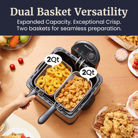 Elite Gourmet deep fryer with enamel coating for easy cleaning and oil management