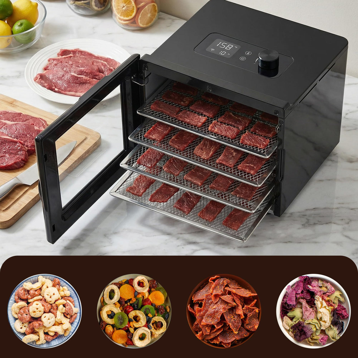Elite Gourmet dehydrator stainless steel trays ensure durable, even drying