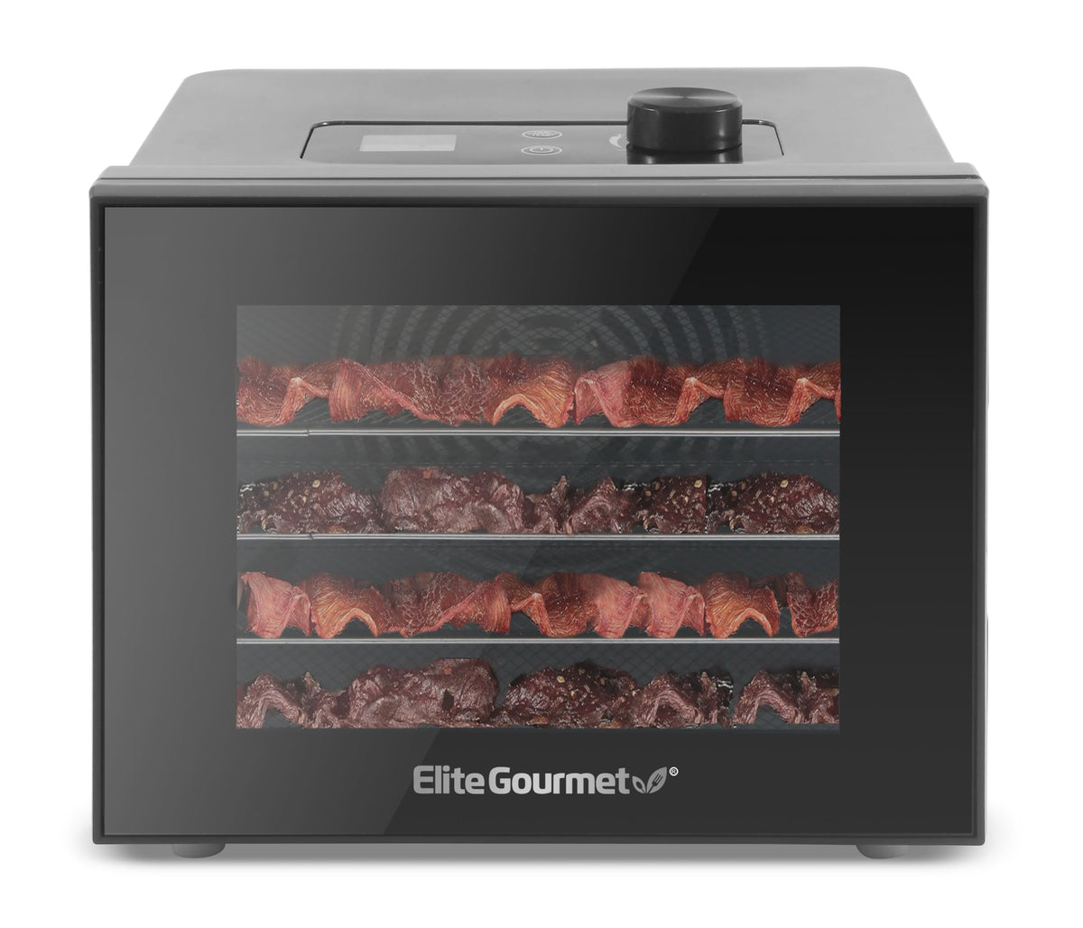 Elite Gourmet dehydrator swing-out door for easy monitoring during drying