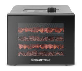 Elite Gourmet dehydrator swing-out door for easy monitoring during drying
