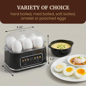Elite Gourmet Digital Egg Cooker with Onsen Tamago for silky yolks.