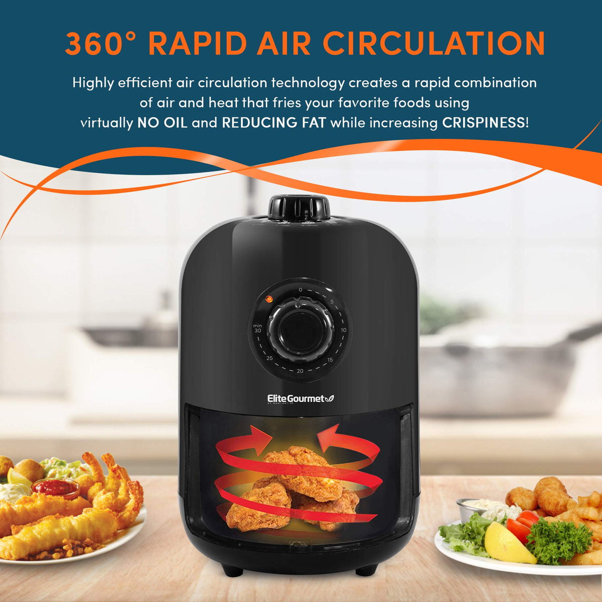 Elite Gourmet EAF1121 dishwasher-safe parts for easy cleanup after cooking
