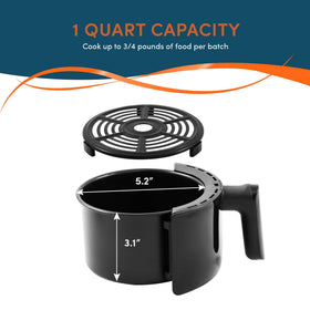 Elite Gourmet EAF1121 inside basket showing 1.1 Qt capacity for single servings