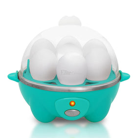 Elite Gourmet Easy Egg Cooker with 7-egg tray and clear lid for quick breakfasts.