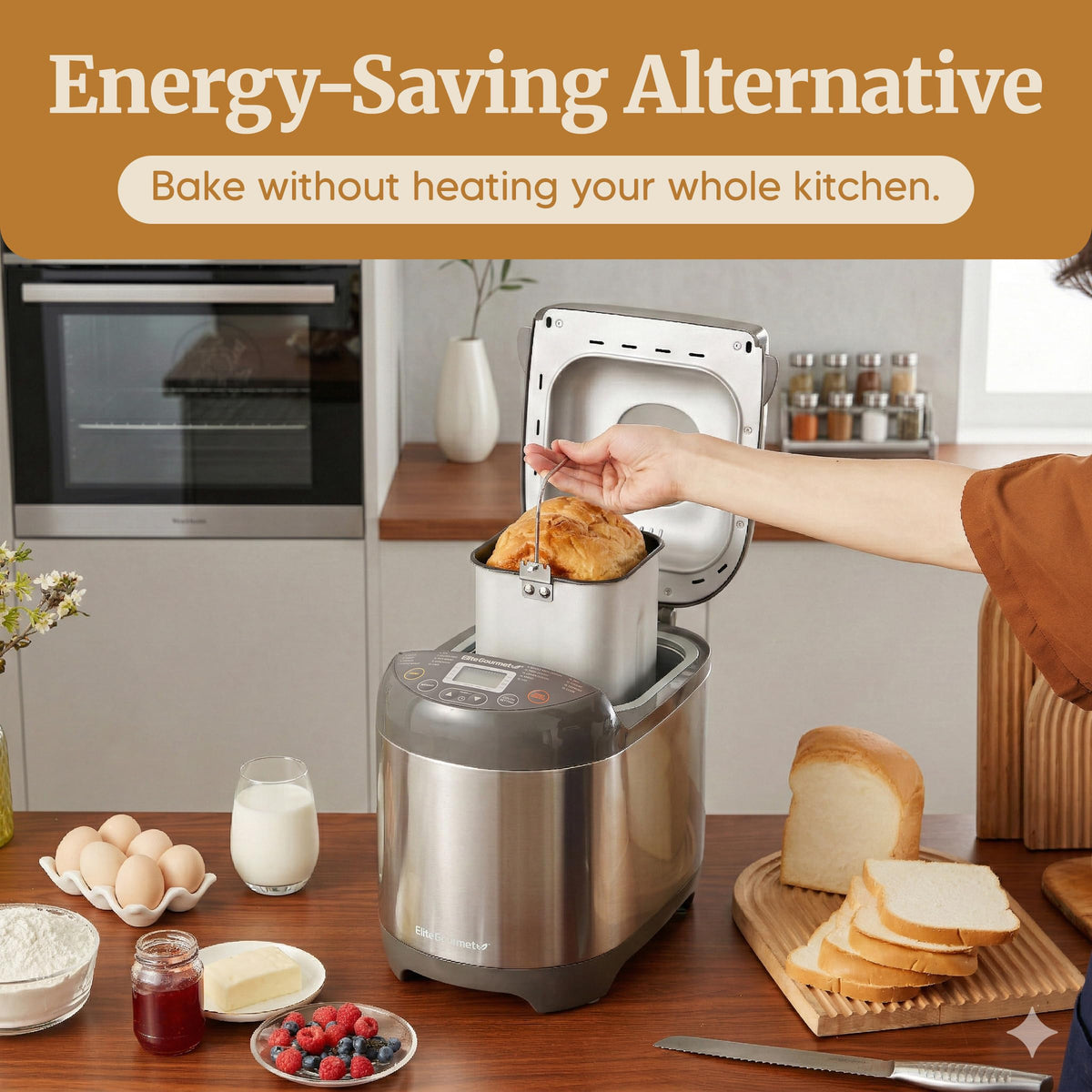 Elite Gourmet EBM8103SS compact footprint fits small kitchens