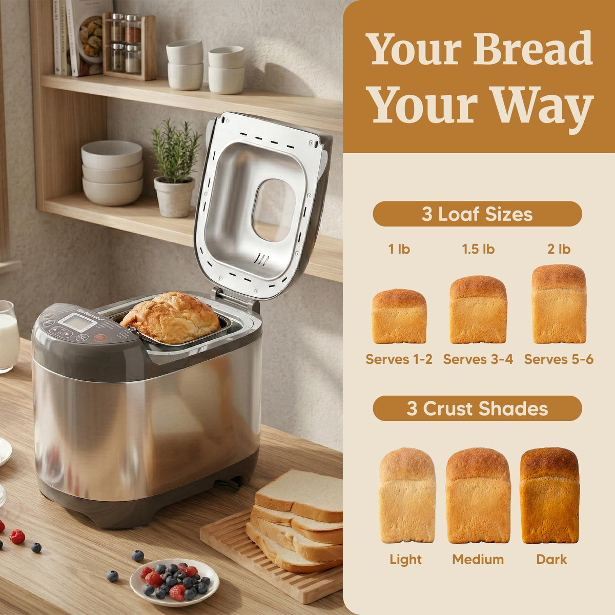 Elite Gourmet EBM8103SS loaf baking progress window for monitoring rise