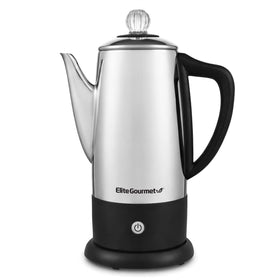 Elite Gourmet EC812 percolator with brew progress knob showing status for timing.