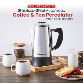 Cordless serving with Elite Gourmet EC924 for flexible kitchen or office use.