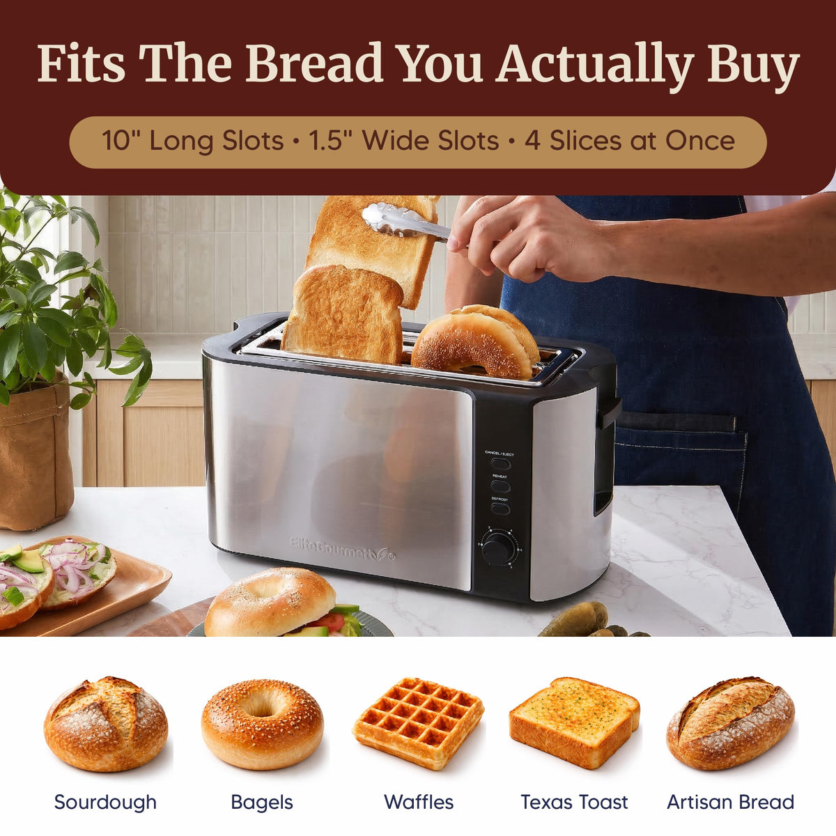 The browning dial on Elite Gourmet ECT-3100 for precise toast levels