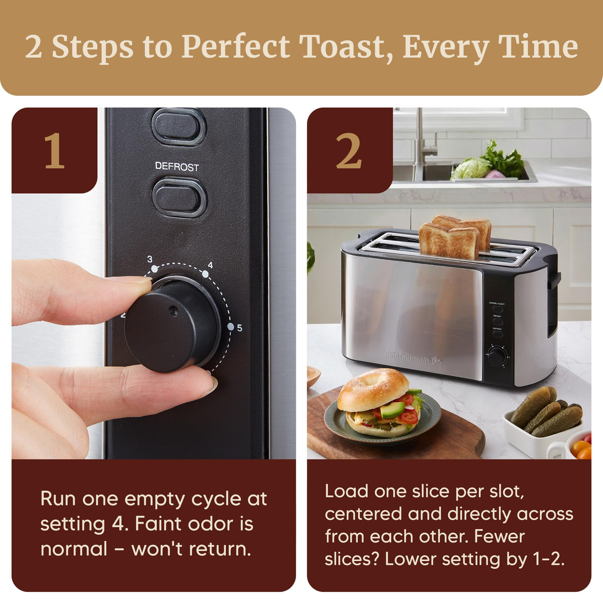 Brushed stainless steel finish on Elite Gourmet ECT-3100 adds modern style