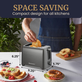 Elite Gourmet ECT1027G cool-touch exterior stays cool during toasting.
