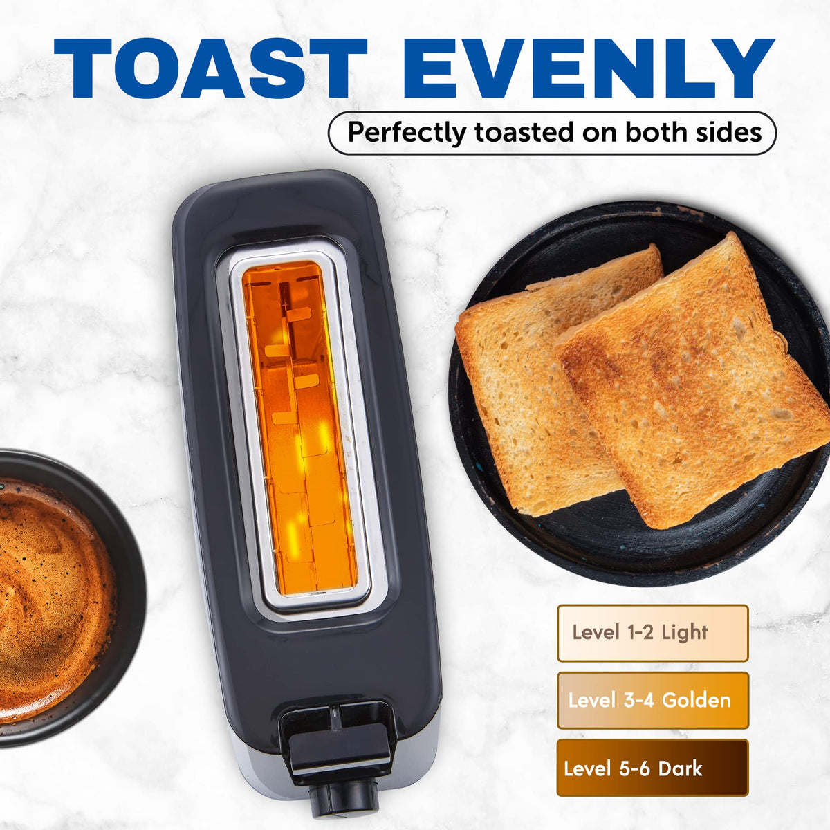 Elite Gourmet ECT118B wide 1.15-inch slot for thick slices like bagels.