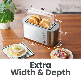 Elite Gourmet ECT4123X crumb tray slide-out for easy cleaning after breakfast.