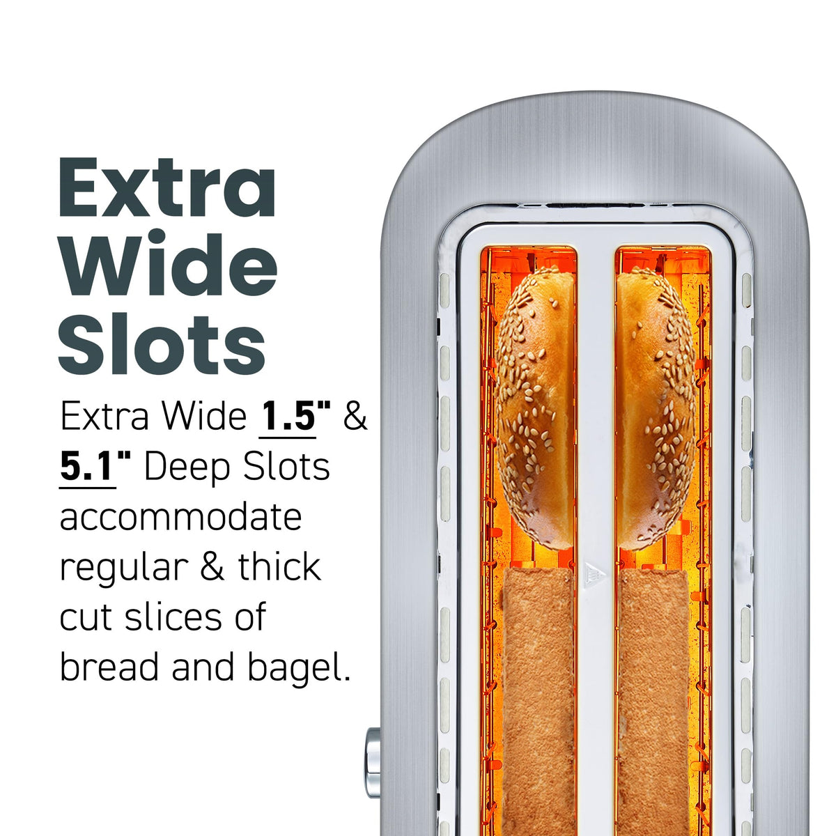 Elite Gourmet ECT4123X true bagel function close-up heating the inside.