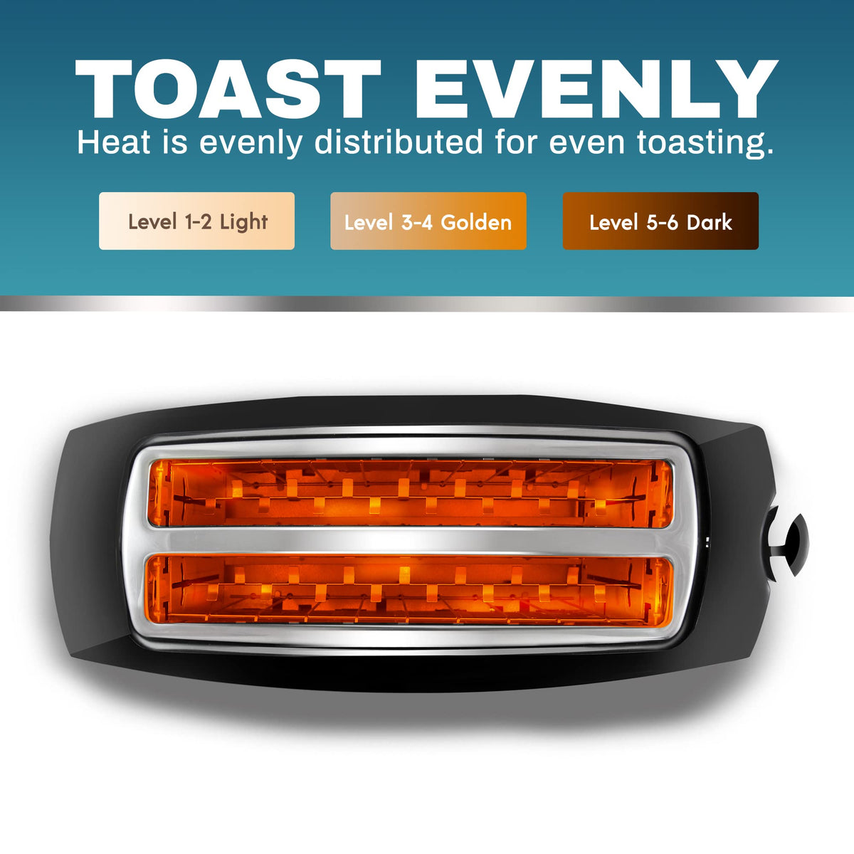 Elite Gourmet ECT4829B wide-slot toaster design supports bagels and waffles evenly.