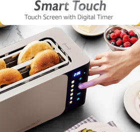 Elite Gourmet ECT5924D wide slots image highlighting capacity for thick bread.