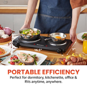 Close-up of Elite Gourmet EDB-302BF cast-iron plates with nonstick surface
