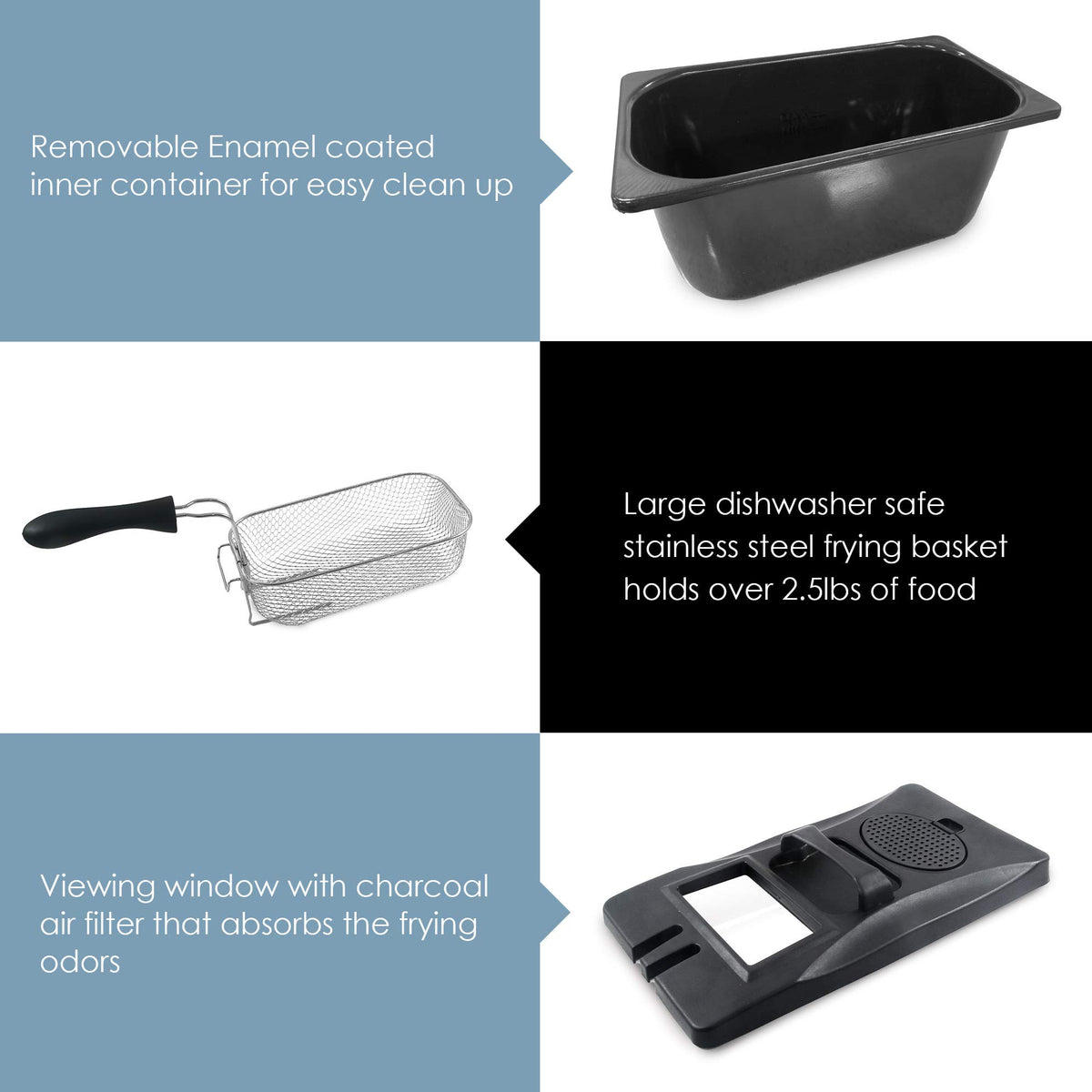 Elite Gourmet EDF-3500 375°F temperature lets you customize frying for various foods.