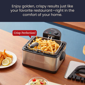Elite Gourmet EDF475 enamel non-stick reservoir for easy cleanup.