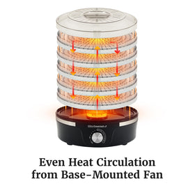 Elite Gourmet EFD319 stackable trays enabling larger batches.