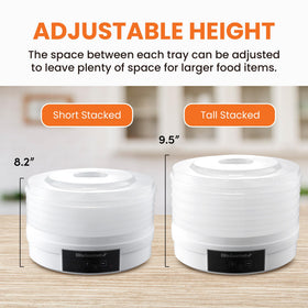 Elite Gourmet EFD770WD 48-hour timer enables flexible dehydration planning.