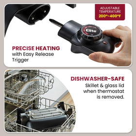 Elite Gourmet EG-6203 honeycomb non-stick coating for effortless food release.