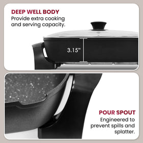 Elite Gourmet EG-6203 pour-spout enables clean draining of juices.