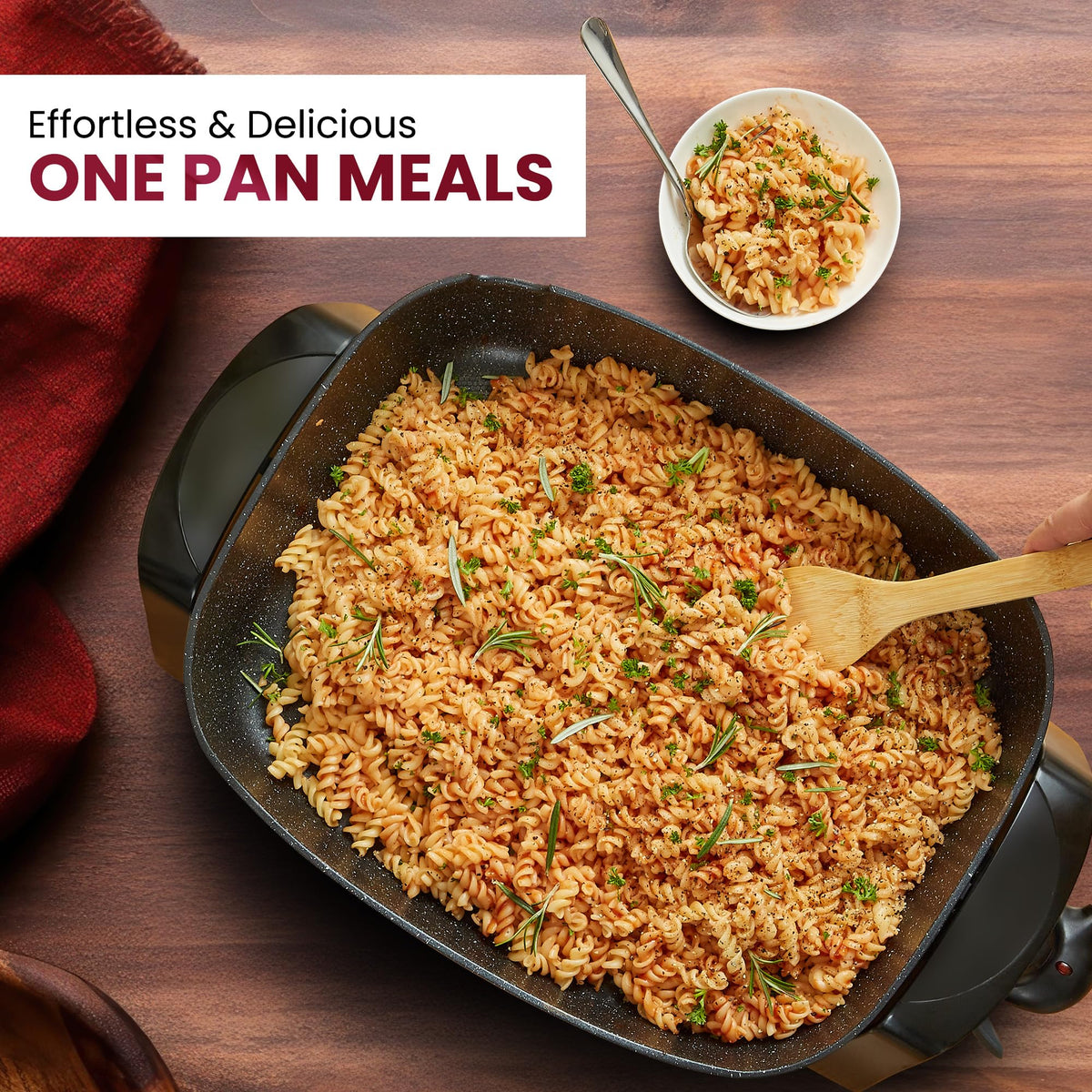 Elite Gourmet EG-6203X extra-deep 16 by 13 inch pan for large servings.