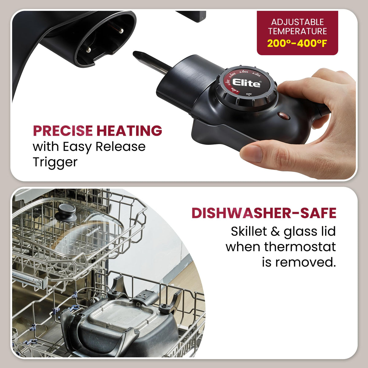 Elite Gourmet EG6201 non-stick marble coating for easy food release