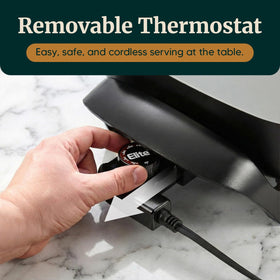 Elite Gourmet EG808 removable thermostat enables precise heat control from simmer to sear