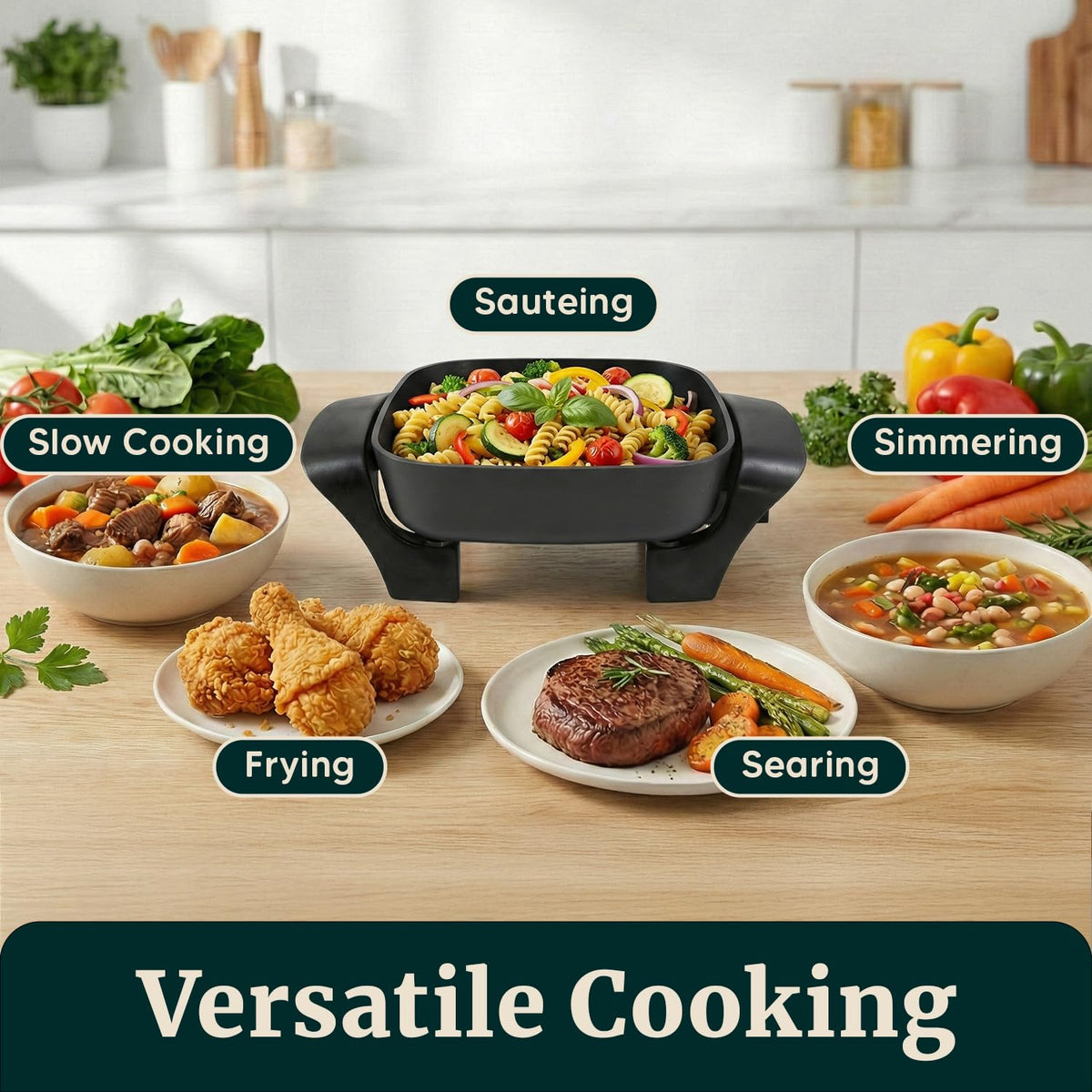 Elite Gourmet EG808 vented tempered glass lid locks in moisture and releases steam safely